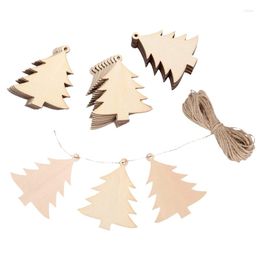 Décorations de Noël 30 pièces d'arbres en bois vierges embellissements en bois avec 10 mètres de ficelle naturelle pour la décoration de fête de vacances