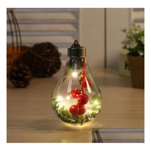 Décorations de Noël 300pcs 5 styles LED boule de Noël transparente décorations d'arbre de Noël suspendus boule en plastique BB 7X7X11Cm Sn2668 D Dhcar