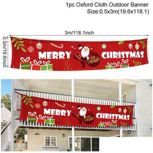 Kerstversiering 300X50Cm Oxford Doek Banner Vlaggenlijn Vrolijk Decor Feestelijk Feest Thuis Buiten Scène Layout Kerst Navidad Noel Yea Dhnrm