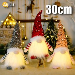 Decoraciones navideñas 30 cm Muñeca Elf Gnome con luz LED para el hogar Navidad Navidad Año Regalos para niños 230905