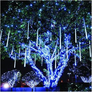 Décorations de Noël 30cm LED Meteor Douche Tube de pluie Guirlande de lumière extérieure Décor pour la maison Ornement Navidad Natal Année Drop Dhonz