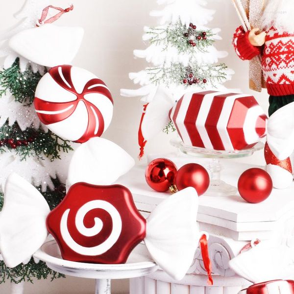 Décorations de noël 30CM rouge et blanc bricolage bonbons suspendus pendentif arbre de noël fête décor guirlandes Snowmana cadeau pour l'année