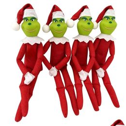 Kerstversiering 30 cm rood groen S pop knuffels Monster Elf zacht gevulde poppen kerstboom decoratie met hoed voor kinderen Dro Dh492