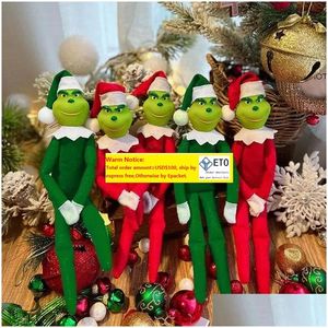 Décorations de Noël 30cm rouge vert poupée en peluche jouets monstre elfe doux poupées en peluche décoration d'arbre de noël avec chapeau pour enfants dro zz