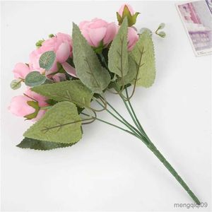 Décorations de Noël 30 cm roses pivoines en soie fleurs artificielles bon marché décorations de Noël du nouvel an vase pour la maison mariage bouquet de mariée intérieur