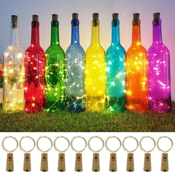 Décorations de Noël 30pcs liège lumière LED décoration colorée chaîne étoile fil de cuivre bouchon de bouteille de vin 231025