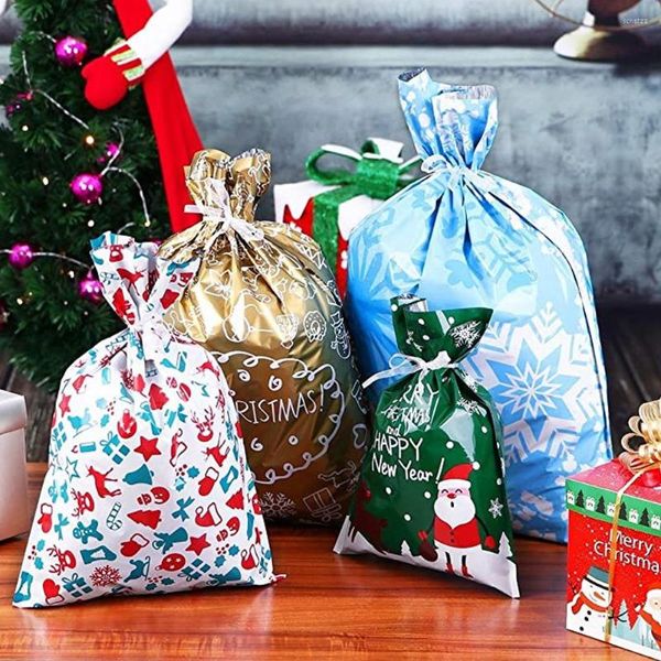 Decoraciones navideñas, 30 piezas, bolsas de regalos, envoltura de regalos, estilos variados con lazos de cinta