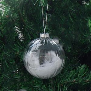 Décorations de Noël 30pcs / pack diamètre 6cm mini taille boule de verre rayé transparent décoration de la maison pendentif arbre pendentif globe suspendu