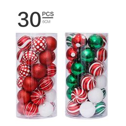 Kerstdecoraties 30 stcs boomdecorballen hanglitterende glitter rood groen buishangende hangers bal home ornament y2209