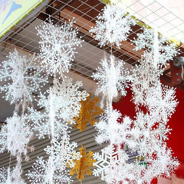 Décorations de Noël 30pcs décoration d'arbre flocons de neige 6cm - 18 cm blanc plastique neige artificielle décor maison année fête