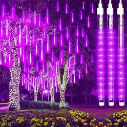 Decorazioni natalizie 3224168 Tubi LED Pioggia di meteoriti Ghirlanda Luci da esterno per strada Fata Giardino Decorazione di Halloween Navidad 231019