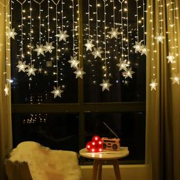 Décorations de Noël 32M Flocons de neige LED String Lights Clignotant Rideau de fée imperméable pour la fête de vacances de mariage Décoration de Noël 231123