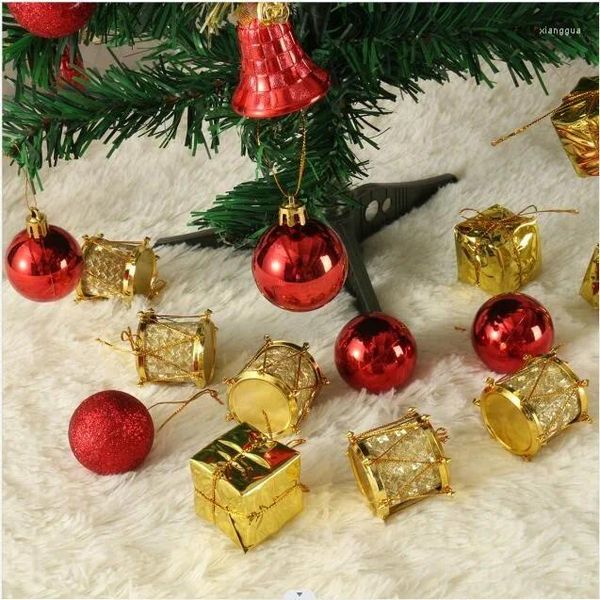 Décorations de Noël 32pcs ornements de boule incassable boules décoratives en plastique transparent tambours cloches ensemble pour pendentif de décor de vacances d'arbre de Noël