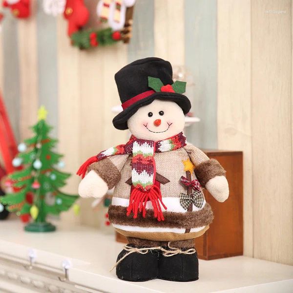 Décorations de Noël 34 20cm poupées debout pose père Noël / bonhomme de neige enfants cadeaux vitrine ornements pour la décoration de la maison fournitures de fête de Noël