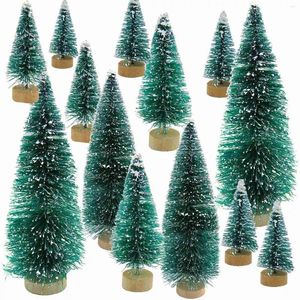 Kerstdecoraties 34 PCS Mini Tree Snow Frost Small Pine Diy Craft Desktop Decoratie ornamenten