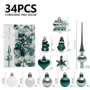 Décorations de noël 34 pièces/ensemble boules de décoration d'arbre pendentifs suspendus Train étoile en forme de coeur boule ornement noël année cadeau