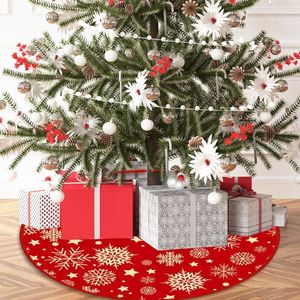 Décorations de Noël 35,4 pouces jupes d'arbre motif de flocon de neige rouge tapis de Noël imprimé décoration intérieure décor extérieur