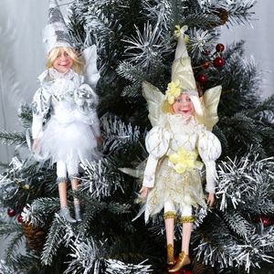 Decoraciones navideñas 35 cm Hada de las flores Pixie Elf Dolls Juguete Árbol de Navidad Adornos colgantes Elf Decoración colgante Navidad Natal Año Regalos 231216