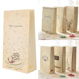 Kerstdecoraties 367A 8 PCS Kraft Paper Gift Cookie Biscuits Bag Party Bowknot Wedding