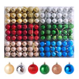 Decoraciones navideñas 36 unids 3 cm Bola de árbol Rojo Oro Plata Color Plástico S para suministros de fiesta Adornos Y2209