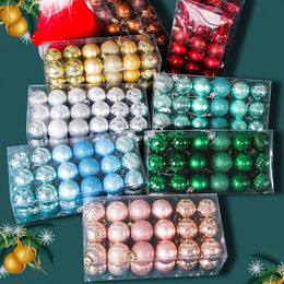 Decoraciones navideñas 36 unids/caja 4 CM Bolas de Navidad con purpurina Bolas de decoración para árboles de Navidad Oro Plata Verde Rojo Azul Año Decoración de bolas de Navidad