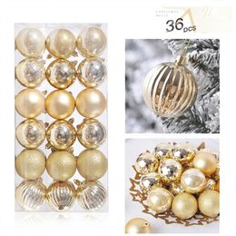 Décorations de Noël 36 pièces ornements de boule de Noël 4 cm petites boules d'arbre de Noël bulles rouges or blanc violet pour décor de fête de vacances 231024