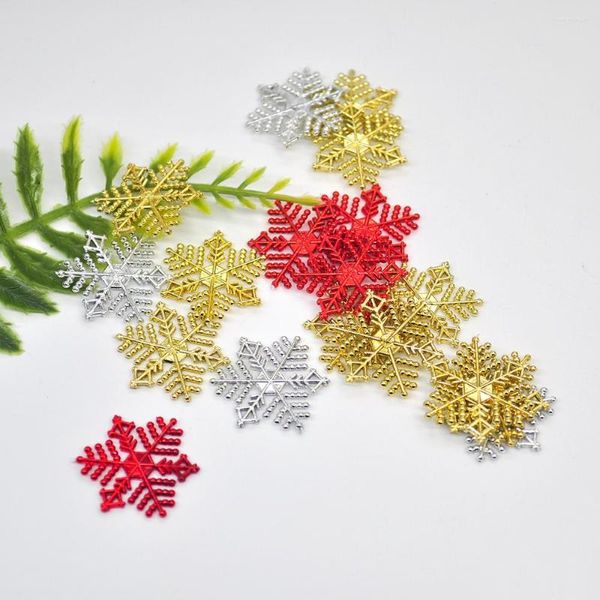Décorations de Noël 36 pièces en plastique or argent paillettes poudre flocon de neige ornements de noël pendentif arbre décoratif suspendu