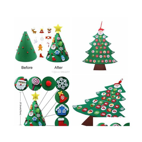 Décorations De Noël 3D Diy Toddler Friendly Feutre Arbre Tissu Calendrier Tenture Calendriers Enfants Cadeau De Noël Pour Drop Delivery Home Ot45S