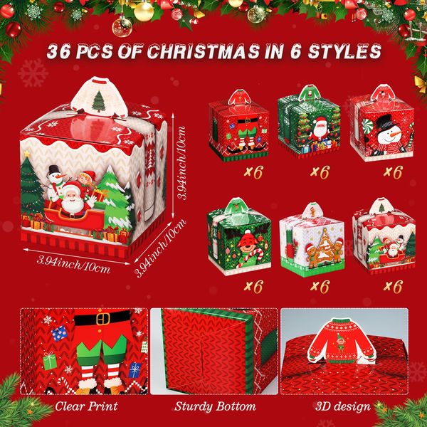 Décorations de Noël Coffrets cadeaux 3D Cookie Treat Box Favorise Décoration d'arbre Goody pour Candy Kids Party Pulls Drop Livraison OTMFT