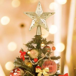 Kerstdecoraties 3D Hollow Star Tree Topper verlichte sprankelend met roterende sneeuwvlok projectorbomen Kerstmis ornament