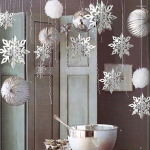 Kerstdecoraties 3D Snowflake Star Paper slingers Boom voor thuisjaar 2023 Noel Xmas Party Decor 2022 Navidad Ornamenten