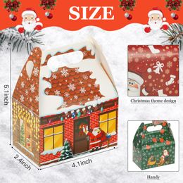 Décorations de Noël Boîtes de friandises 3D Noël Carton Gable Bonbons pour Goodie Cookie Fête de vacances Fournitures présentes Sacs pour enfants 6 x 3 Amulf