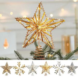 Kerstdecoraties 3D Tree Toppers Duurzaam hol met lichte strips draagbare home decor -benodigdheden producten