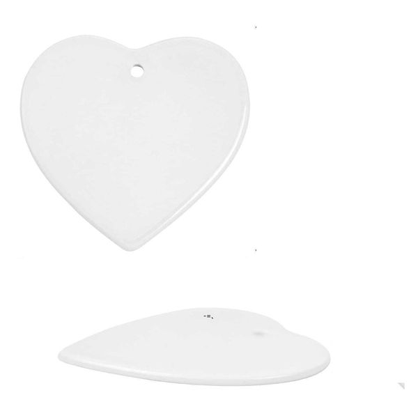 Decoraciones navideñas 3 pulgadas Sublimación en blanco Blanco Chirstmas Comprometido Adorno personalizado Redondo Corazón Círculo Estrella Forma Cerámica Navidad Otexg