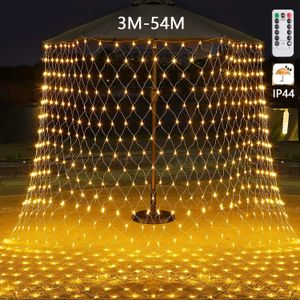 Christmas Decorations 3M-54M LED Outdoor Fishing Net Christmas Fairy Lights Festoon Garden Street Garland Curtain Wedding Tree Ramadan Decoration 231027