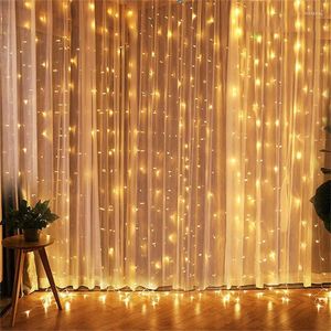 Kerstdecoraties 3M LED STRING LICHT Licht Fairy Gordijn 8 Flash -modus afstandsbediening voor decoratie slaapkamer hek thuis feestjaar 2022