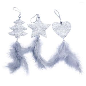 Kerstdecoraties 3 stc ornamenten Vijfpuntige ster Love Feather hanger boomhangend voor thuis ornament