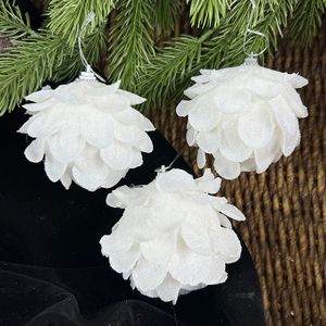 Kerstdecoraties 3 stks 8 cm witte kerstbal kerstboom hangende hanger bloemschuim sneeuw balll xmas decoratie voor huisgeboortejaar 2023 221123