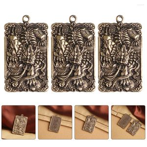 Kerstdecoraties 3 stks Brass Antique Embossed Pi Xiu Tag Retro Keychain Pendant