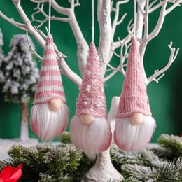 Décorations de Noël 3 pièces Mini poupée Gnome arbre pendentif rose en peluche décoration de la maison Navidad Natal 220912