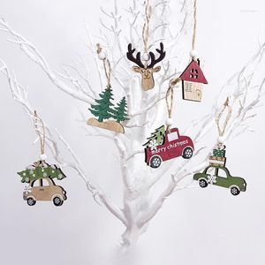 Kerstdecoraties 3 stks/pack tree hout geschilderde elanden hangerjaar Xmas herten hangers vrolijk voor thuis