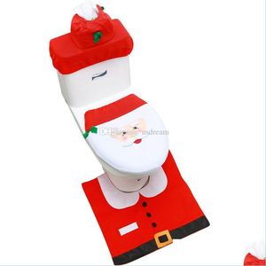 Kerstdecoraties 3 stks/set toilet deksel tissue box er cartoon badkamer kerstdecoraties sneeuwman santa claus stoel ers home dec dhlms