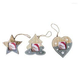 Kerstdecoraties 3 stks/set houten po frame hanger ornamenten aandenken cadeau voor gezinsgeheugen