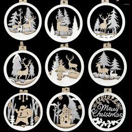 Decorazioni natalizie 3 pezzi Pendenti in legno Hollow 3D Deer Babbo Natale Ornamenti appesi per Natale Home Party Tree Noel Regali