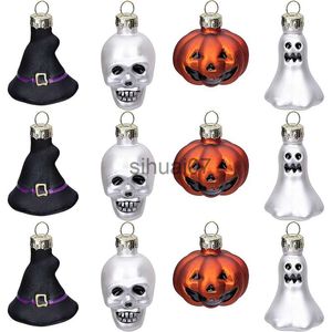 Décorations de Noël 4 à 12 pièces de décoration en verre pour Halloween avec crâne fantôme de citrouille utilisé pour la fête d'Halloween, décoration d'arbre de Noël x1020