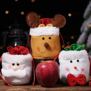 Décorations de noël 4/3 pièces velours tirer chaîne sacs de père noël sacs pour Navidad année cadeau décoration bonbons bois