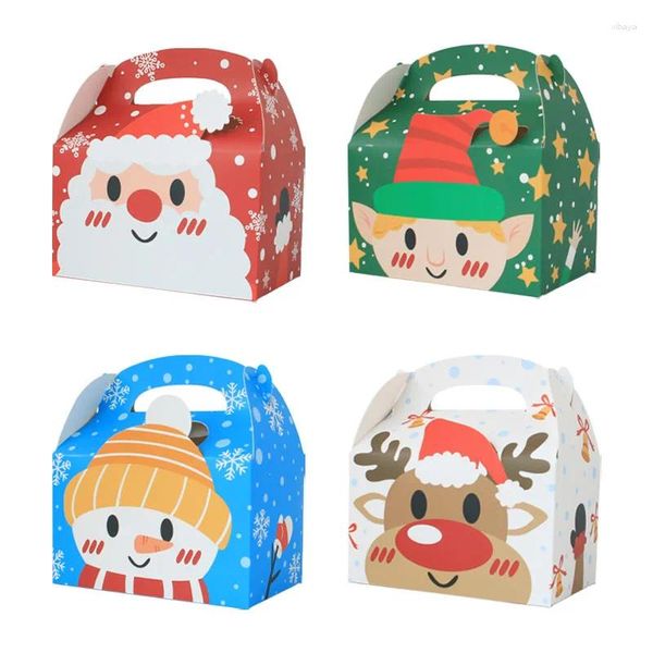 Décorations de Noël 4/8/12pcs Coffret cadeau de bonbons Père Noël Bonhomme de neige Renne Elf Cookie Emballage Chrismtas Année Fête Déco Kid Favor