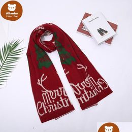 Décorations de Noël 4 couleurs Elk tricot écharpe femme dessin animé bonnet de Noël casquette fille mignonne foulards en plein air hiver chaud ski fy6 dh457