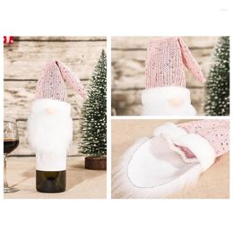 Décorations de Noël 4 Pack Gnome Wine Bottle Covers Handmade Tomte Swedish Gnomes Toppers