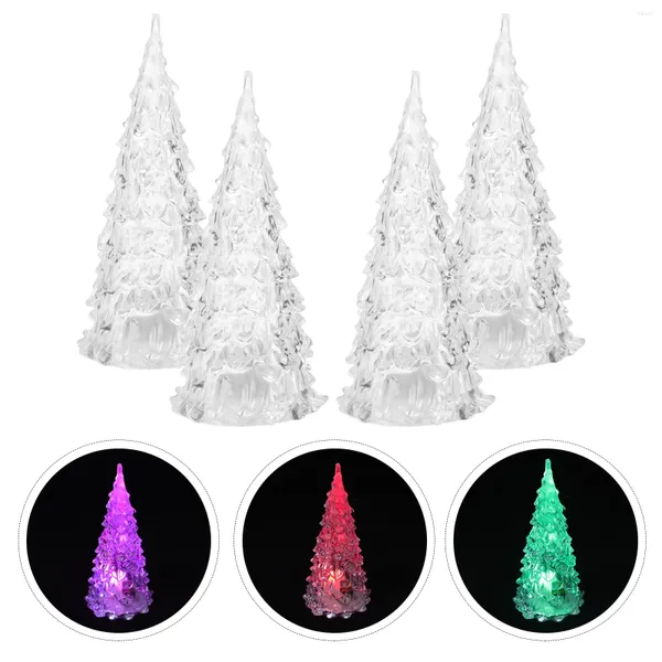 Décorations de Noël 4 pcs arbre artificiel brillant ornement de bureau créatif fête de Noël minuscule table blanche paresseux